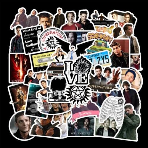 50pcs Top American Movies Supernatural Stickers For Laptop Bicycle Bike Car Guitar Helmet Waterproof Adesivi Adesivos Stickers