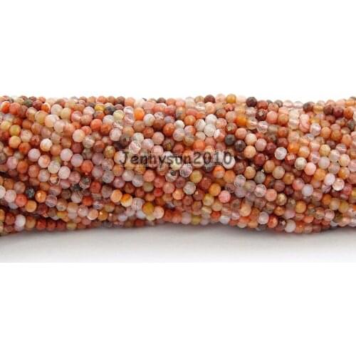 Brilliant Cut Shining Natural Red Chalcedony Gems Stone 2mm~2.7mm Faceted Round Beads Jewelry Making 2 Strands/Pack