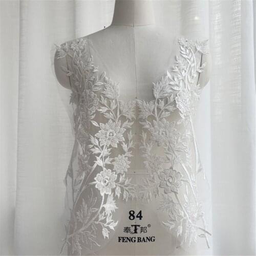 Large Heavy Beaded Bridal Applique Deluxe Ivory Beads Lace Patch for Wedding Dress DIY Gown Decorative Accessories Sewing Crafts