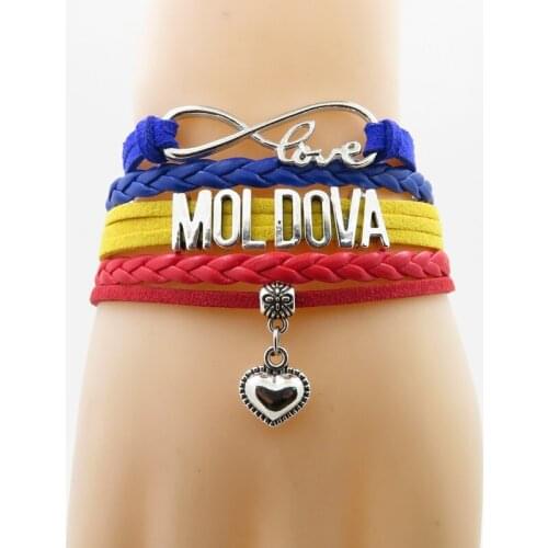 Infinity love moldova Bracelet heart Charm bracelet love moldova country flag bracelets & bangles for woman and man jewelry