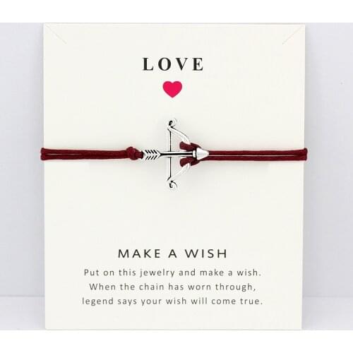 Bow Arrow Charm Card Bracelets Key Eiffel Tower Skull Skeleton Daisy Flower Maroon Women Men Girl Boy Jewelry Christmas Gift