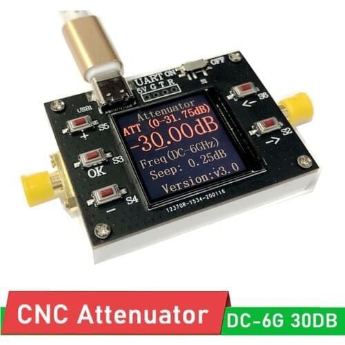 DC-6GHZ 30DB Digital Attenuator Programmable Attenuator Module step 0.25DB LCD display FOR RF Ham Radio Amplifier