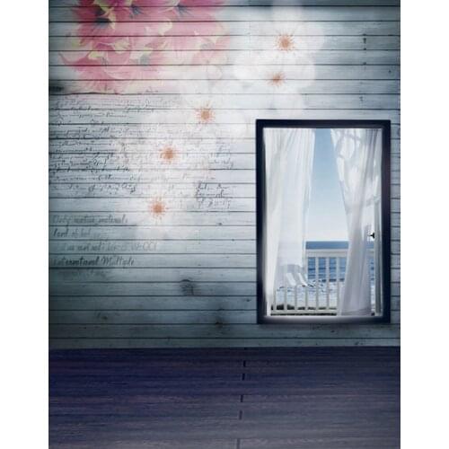 5x7ft Wooden Floor Wall Flowers Photography Backdrops Photo Props Studio Background