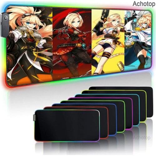 Elsword Lord Gaming RGB Mouse Pad Manufacturer Supplier Extra Large Desk Play Mat with Backlit E-sports Gamer Anime Mouse Carpet