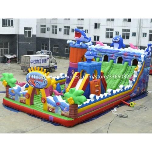 Commercial Big Shake Inflatable Playground, Giant Inflatable Bouncy Castle With Funny Obstacle