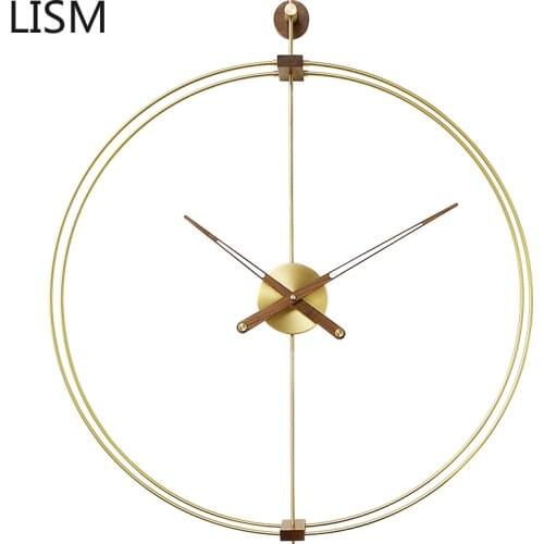 Nordic Creative Wall Clock Metal Wall Art Decor Living Room Luxuary Wood Silent Watch Spain Modern Clocks Wall Watch Home Decor