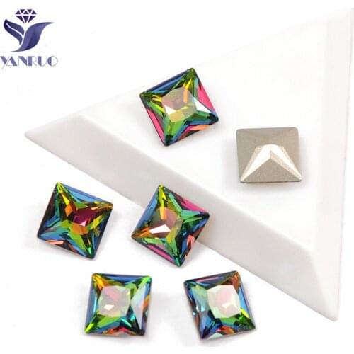 YANRUO 4447 Princess Square Vitrail Medium Charm K9 Crystal Strass Stones Frame Sew On Rhinestones For Sewing Dress