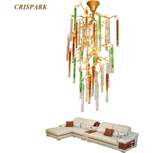 Modern Luxury Copper Chandelier Lighting LED Clear Glass Waterdrop Chandeliers Pendant Hanging Lamp for Staircase Living Room