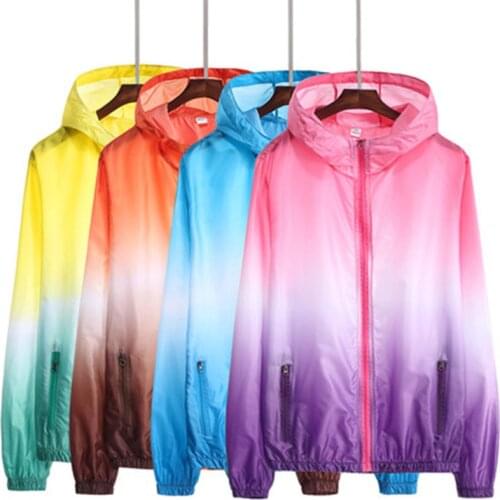 Mens and womens gradient color outdoor sun protection clothing childrens windbreaker anti-ultraviolet sun protection jacket