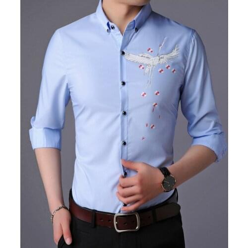 Man Floral Dressess Korean Style Digital Printing Shirts Male Casual Leisure Clothes Long Sleeved