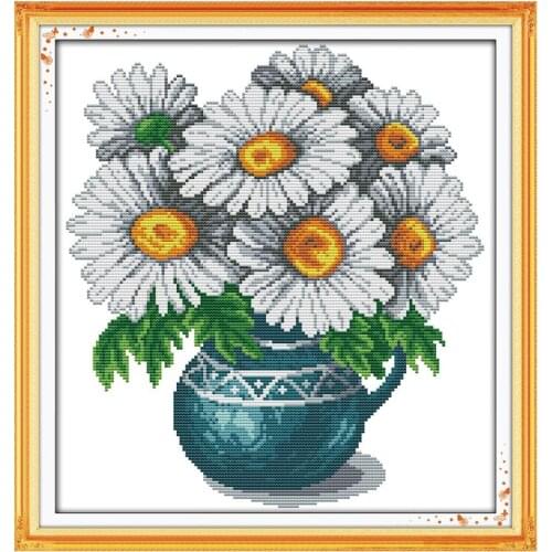 DIY Embroidery Chrysanthemum 14CT Cross Stitch Kits Craft Needlework Set Flower pattern stamped cross stitch Printed Canvas kit