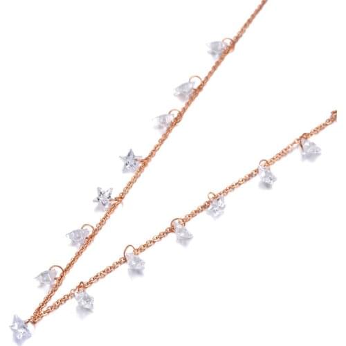 Fashion Bohemia Stainless Steel White Star CZ Crystal Choker Necklace Office/Career Pendant Necklace For Women N20089