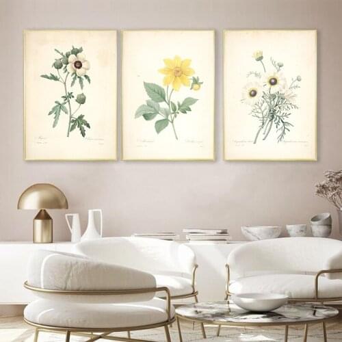 Nordic Modern Style Plant Floral Watercolor Contemporary Poster Design and Canvas Printing Floral Wall Frame Home Decor