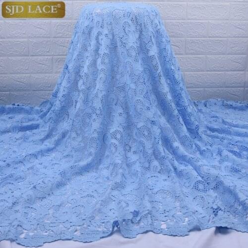 SJD LACE Fashion African French Lace Fabric Superb With Stones Water Soluble Guipure Cord Lace For Nigerian Wedding Patry A1782