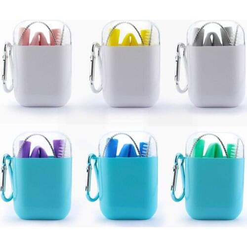 Foldable silicone straws, reusable, easy to clean, carry environmentally friendly straws for drinking beverages