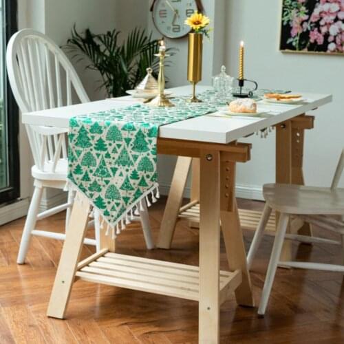 Modern And Simple Christmas Cotton And Linen Table Runner Dining Table Tea Table Bronzing Cover Cloth Table Runner Decoration