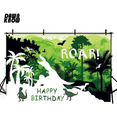 DAWNKNOW Dinosaur Vinyl Photography Background For Baby Mountain Tree Photo Shoot Backdrop For Birthday Party Photo Studio G851