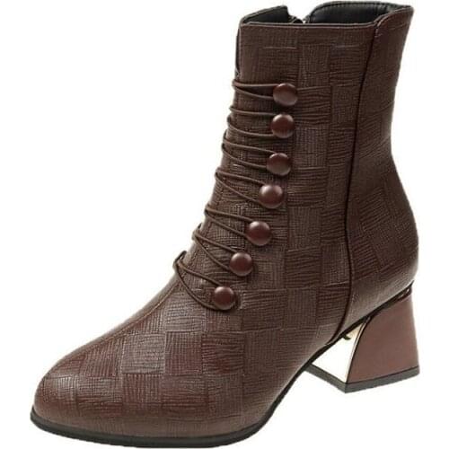 HughSwell Zip Heeled Vintage Boot Victorian style Big Size Ladies Shoes