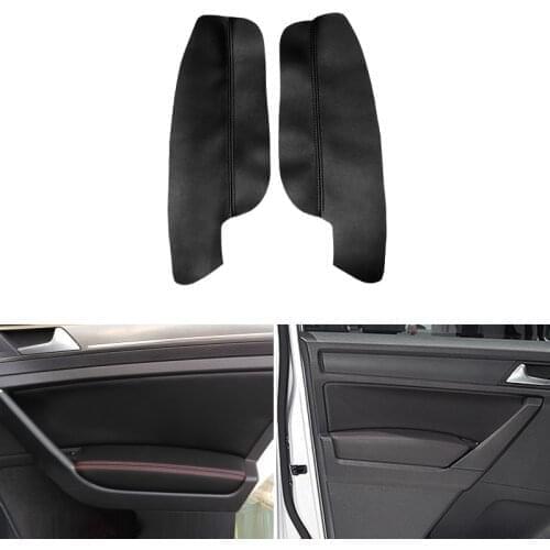 2pcs Microfiber Leather Car Interior Front Door Handle Armrest Cover Protective Trim For VW Caddy 2014 2015 2016