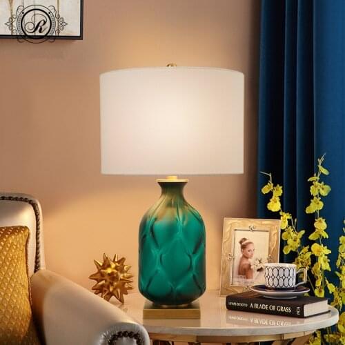 Green Light Luxury Living Room Bedroom Bedside New Chinese Style Modern Minimalist Table Lamp E27 AC110V 220V