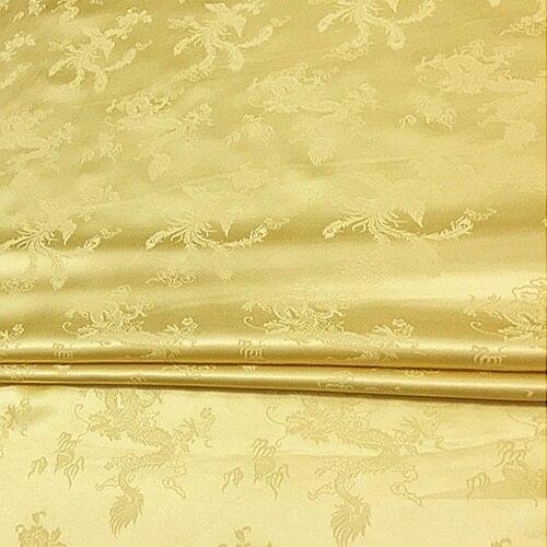 Jacquard golden dragon and phoenix design pure silk fabric high quality,SFF136