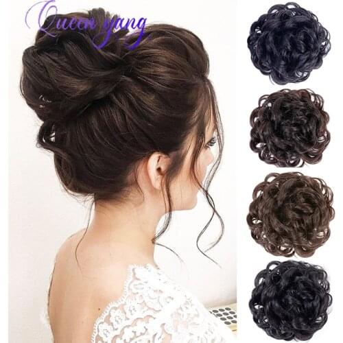 QUEENYANG Wig Female Hair Bud Head Flower Jewelry Pan Hair Fluffy Flower Bud Grasping Clip-on Curling Bag Shape Pan Hair Ball