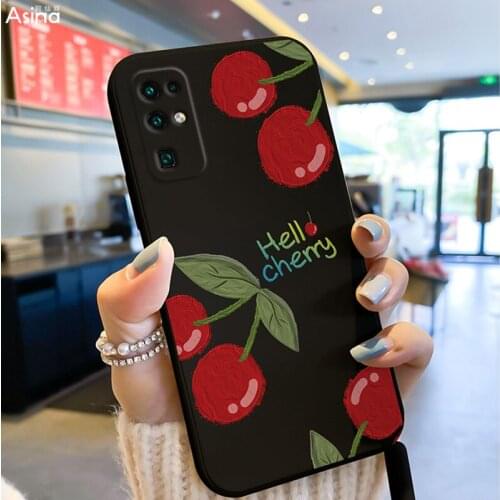 ASINA Liquid Silicone Case For Honor 20 30 Pro 8x 9x 9a Straight Edge Cute Fruit Cover Bumper For Honor View 30 40 Fashion Funda