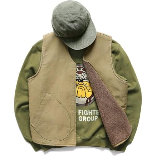 Firmranch Retro Men/Women Thick Fleece Vest Hunting Sleeveless Sherpa Jacket Men Vest Work American Vintage Ceket Amekaji