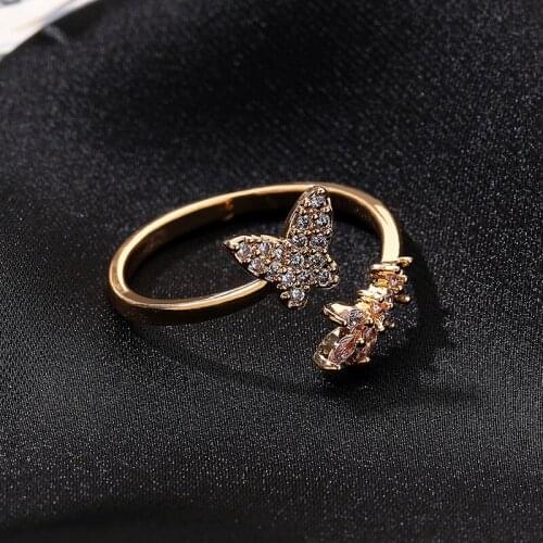 ZYZQ Romantic Engagement Ring For Women Trendly Butterfly Opening Ring Sweet Wedding Bridal Dinner Bow Ring Jewelry New