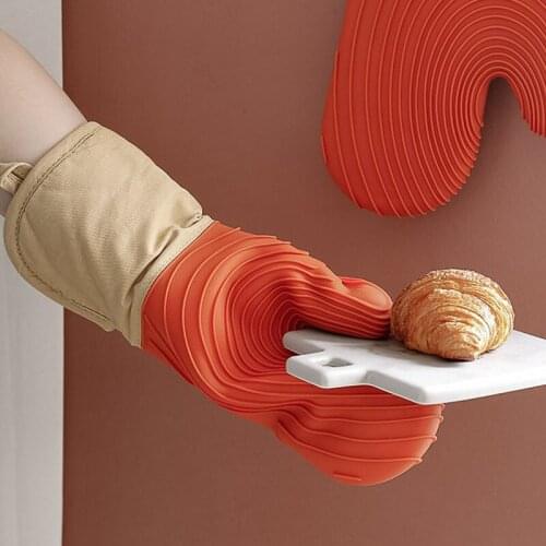 1PCS Oven hand kitchen microwave oven heat insulation and anti-scalding thick silicone high temperature baking
