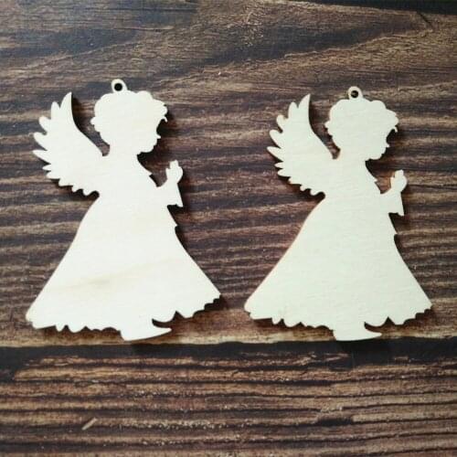 10pcs/lot Laser Cut Wooden Blank Angel Girl Shape Wood Wedding Birthday Party DIY Shop Home Decorations Tag Craft