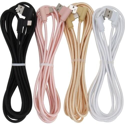 100pcs/lot 2side 90 Degree Cable USB C Micro USB Type C Nylon Braided Fast Charging Charger Cable for IPhone X Xiaomi Sony Cable