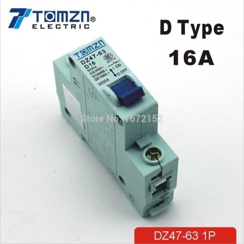 1P 16A D type 240V/415V 50HZ/60HZ Mini Circuit breaker MCB C45