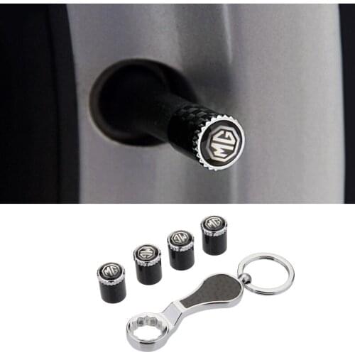 4PCS Metal Carbon Fiber Car Valve Stem Caps for Morris Garage MG Logo MG3 MG5 MG6 MG7 MG TF ZR Morris3 Auto Wheel Air Decoration