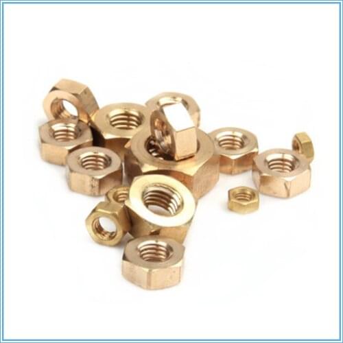 50pcs M1.6 M2 M2.5 M3 M4 M5 M6 M8 M10 M12 Copper Hexagonal Brass Hex Nuts Hexagon Nuts