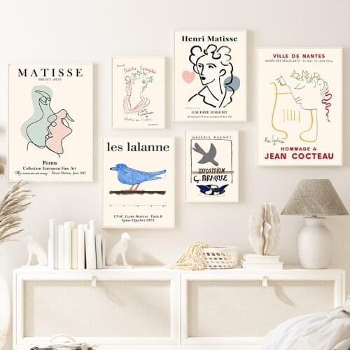 Matisse Abstract Line Face Flowers Bird Nordic Posters And Prints Wall Art Canvas Painting Wall Pictures For Living Room Decor