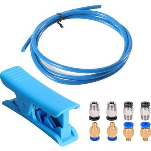 Aokin 4pcs PC4-M10 + PC4-M6 Straight Quick in Fitting with 1M PTFE Tube and Cutter