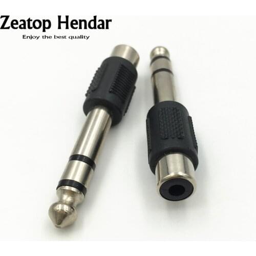 10Pcs 6.35mm 1/4" 3 Pole Stereo Male Jack to RCA Female Plug Audio Adapter Connector