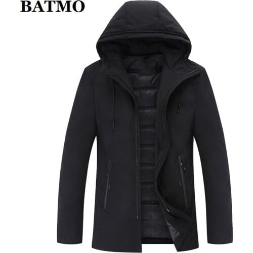 BATMO 80% white duck down hooded jackets men,mens thicked down jackets,plus-size 4XL-7XL 8048