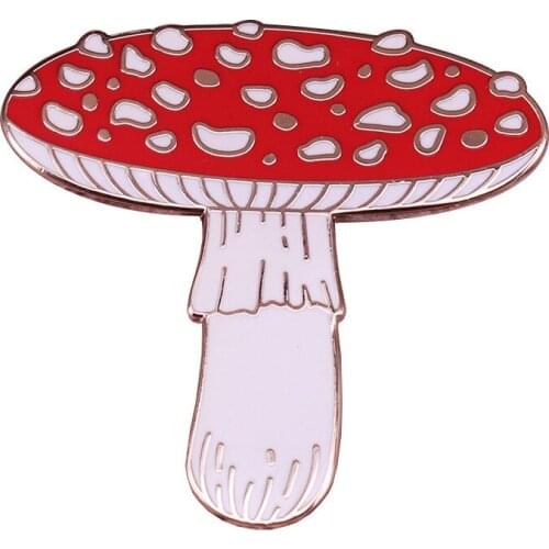 Red Mushroom Brooch Woodland Forest Nature Badge Plant Lovers Accessories Hard Enamel Pin Lapel Pins