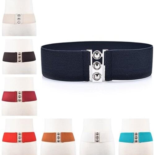 COONIS Women Lady Fashion Wide Metal Hook Waistband Elastic Stretch Waist Belt