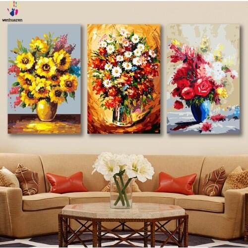 DIY colorings pictures by numbers with colors Sunflower rose oil painting picture drawing painting by numbers framed Home