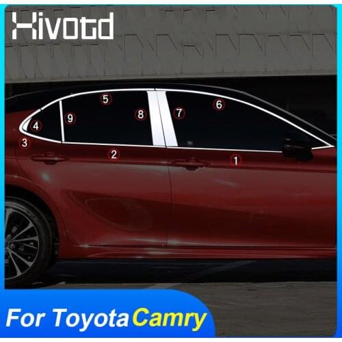 For Toyota Camry 2020 Car Stainless Steel Window Trim Cover Pillar Window Middle Strip Decoration Frame Exterior Accessories