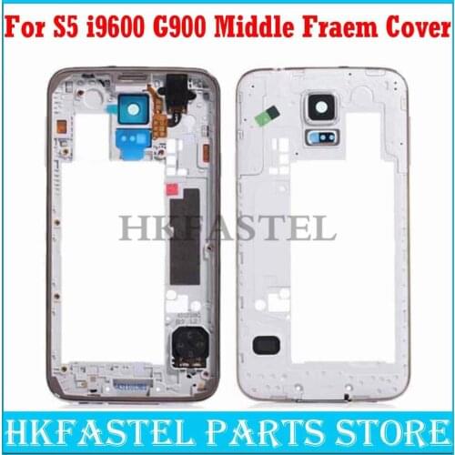 For Samsung Galaxy S5 i9600 G900F G900M G900H G900P Middle Frame Housing Bezel with Power Volume Button Back Battery door Cover
