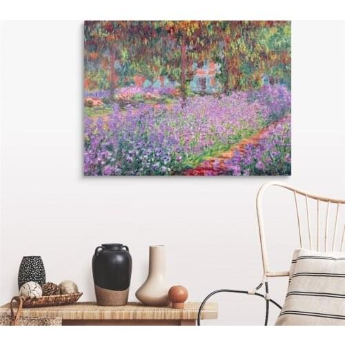 Canvas Art Claude Monet The Artists Garden At Giverny Canvas Art Oil Painting Artwork Picture Modern Wall Decor Home Decoration
