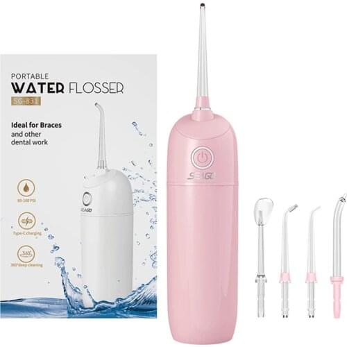 SEAGO Portable Oral Irrigator Rechargeable USB Charge Dental Water Flosser 5 Nozzles Jet Floss Tooth Pick Waterproof IPX7 Teeth