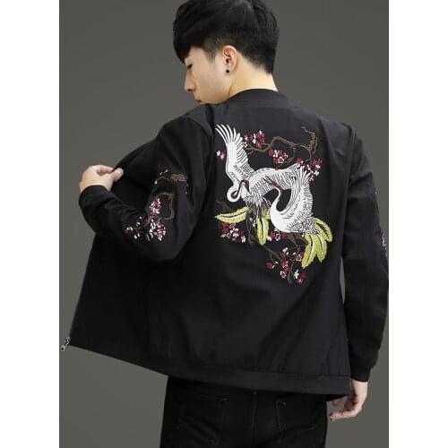 Spring and Autumn Tang Suit Mens Chinese Style Embroidered Slim Jacket, Baseball Uniform, Trendy Antique Top