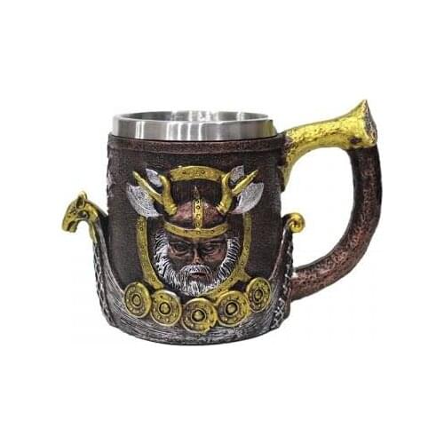 Viking Ship And Warrior Logo Mug Cup Decorative Gift