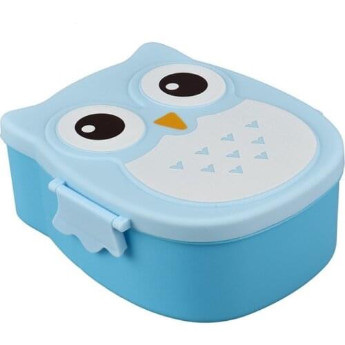 Cute Cartoon Owl Lunch Box Two Grids Food Container Storage Box Travel Picnic Portable Bento Box Refrigerator Food Organizer
