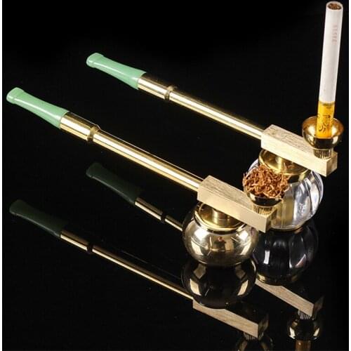 Brass Hookah Dry Tobacco Bag Filter Cigarette Holder Retro Filter Smoking Pipe Long Rod Photo Performance Prop Mouthpiece Cigar